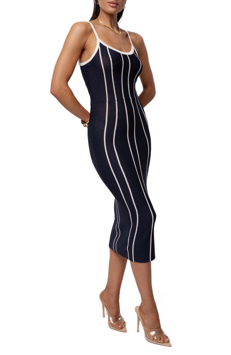 JLUXLABEL Parallel Elegance Midi Dress, Alternate, color, Navy
