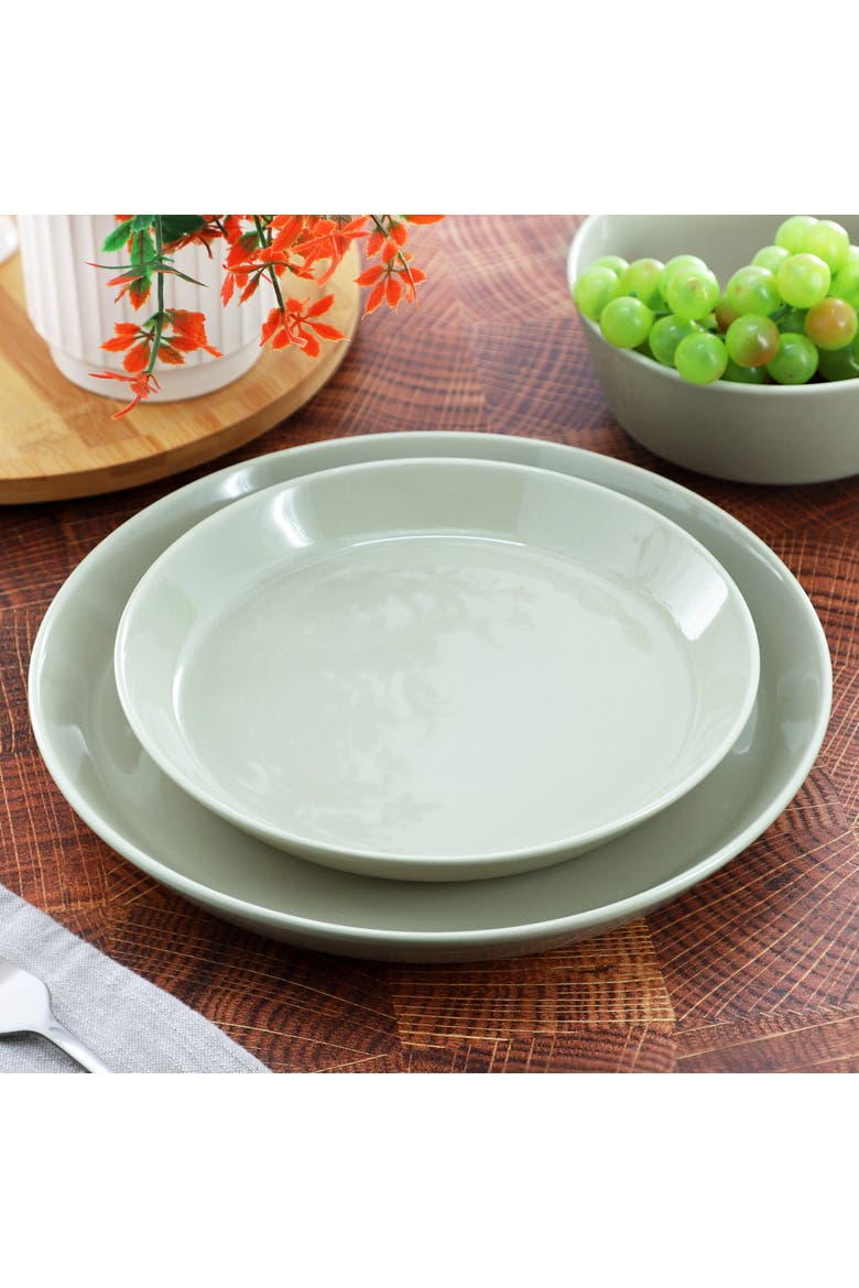 12 Piece Round Stoneware Dinnerware Set, Alternate, color, Green