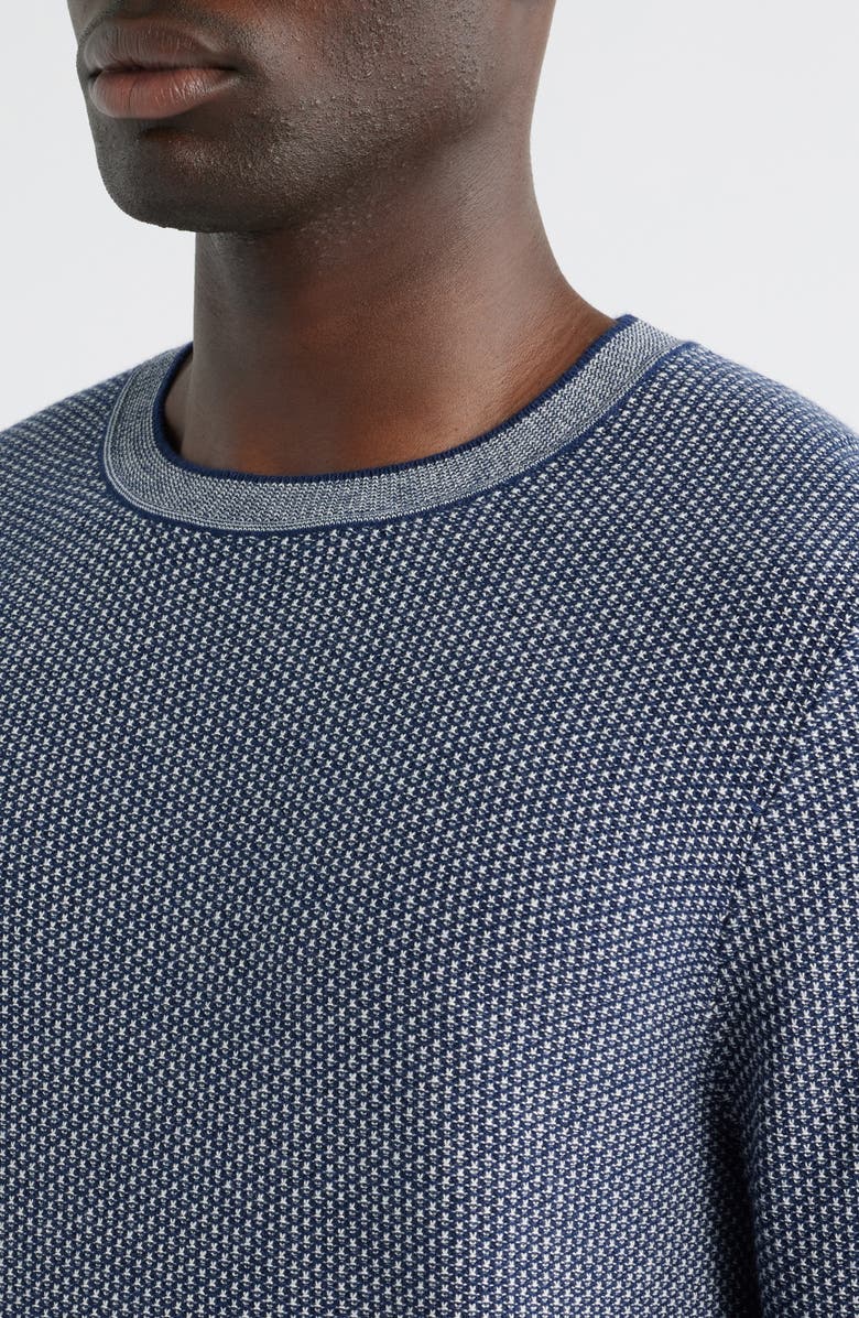 Nordstrom Texture Cotton & Cashmere Sweater, Alternate, color, Navy-Oatmeal Heather