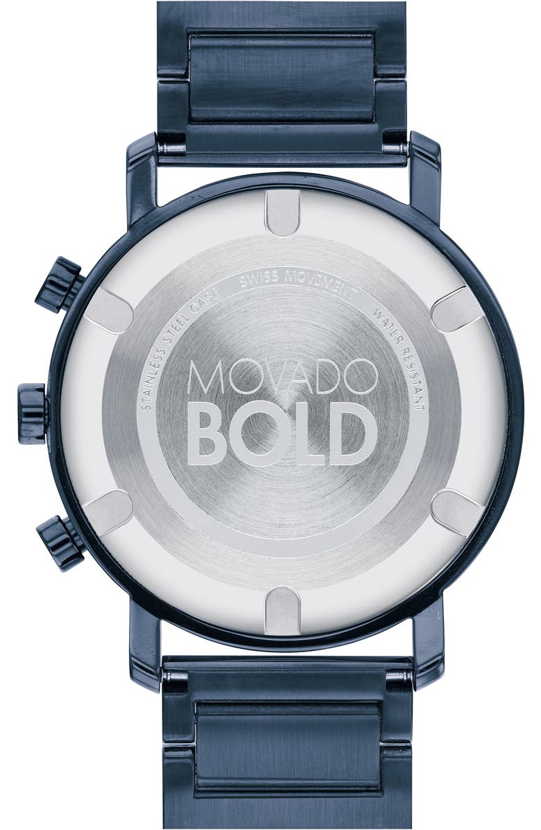 Movado Bold Evolution Chronograph Bracelet Watch, 42mm, Alternate, color, Blue Dial