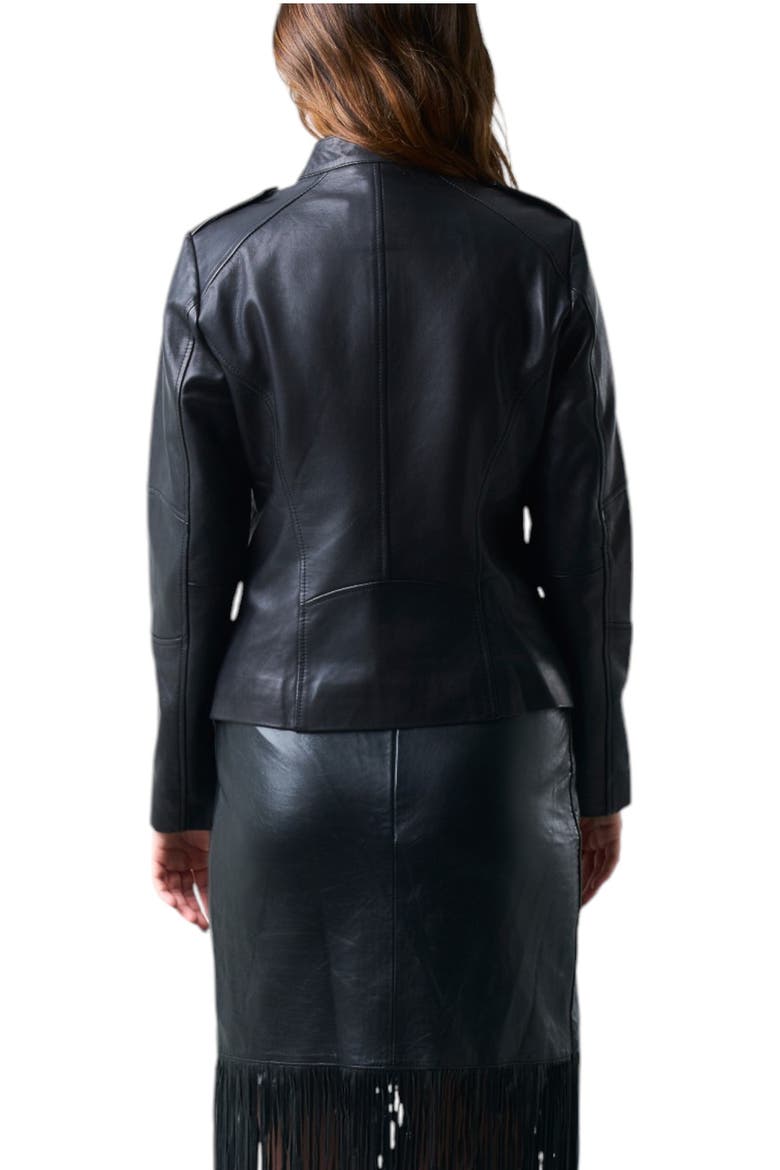 Rider Leather Jacket Slim Fit, Alternate, color, Black