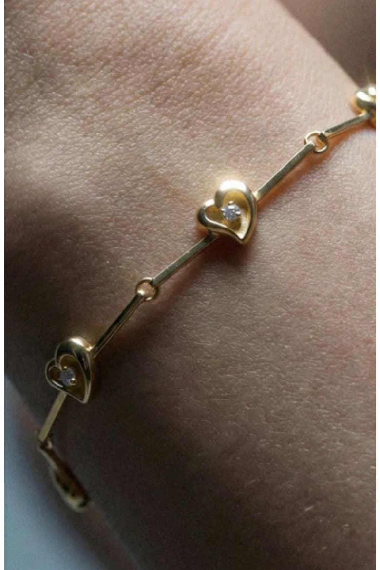 The Kaia Heart Stone Link Bracelet, Alternate, color, GOLD