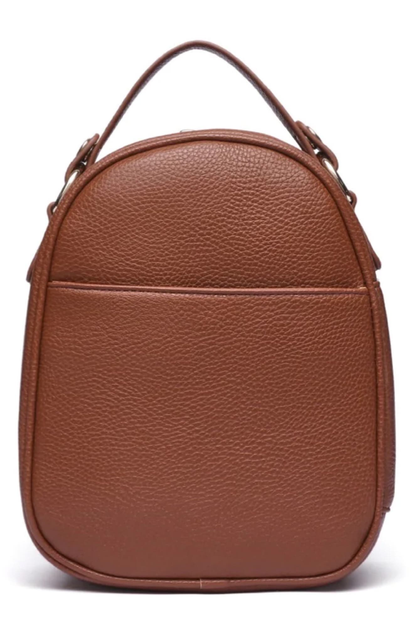 Luli Bebé Monaco Faux Leather Snack Bag, Alternate, color, Caramel Brown