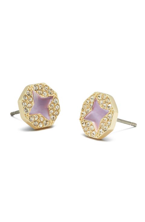 Forget Me Not Mother-of-Pearl & Pavé Stud Earrings