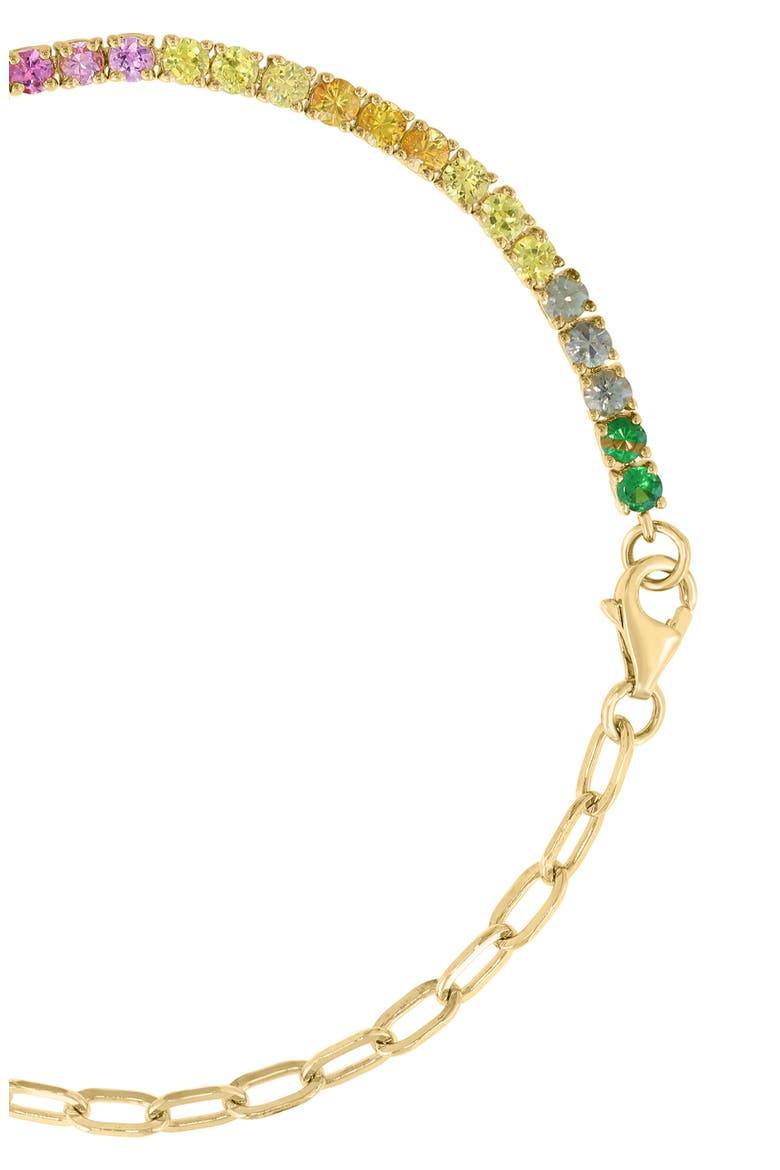 14k Gold Plated Sapphire & Tsavorite Chain Bracelet, Alternate, color, MULTI
