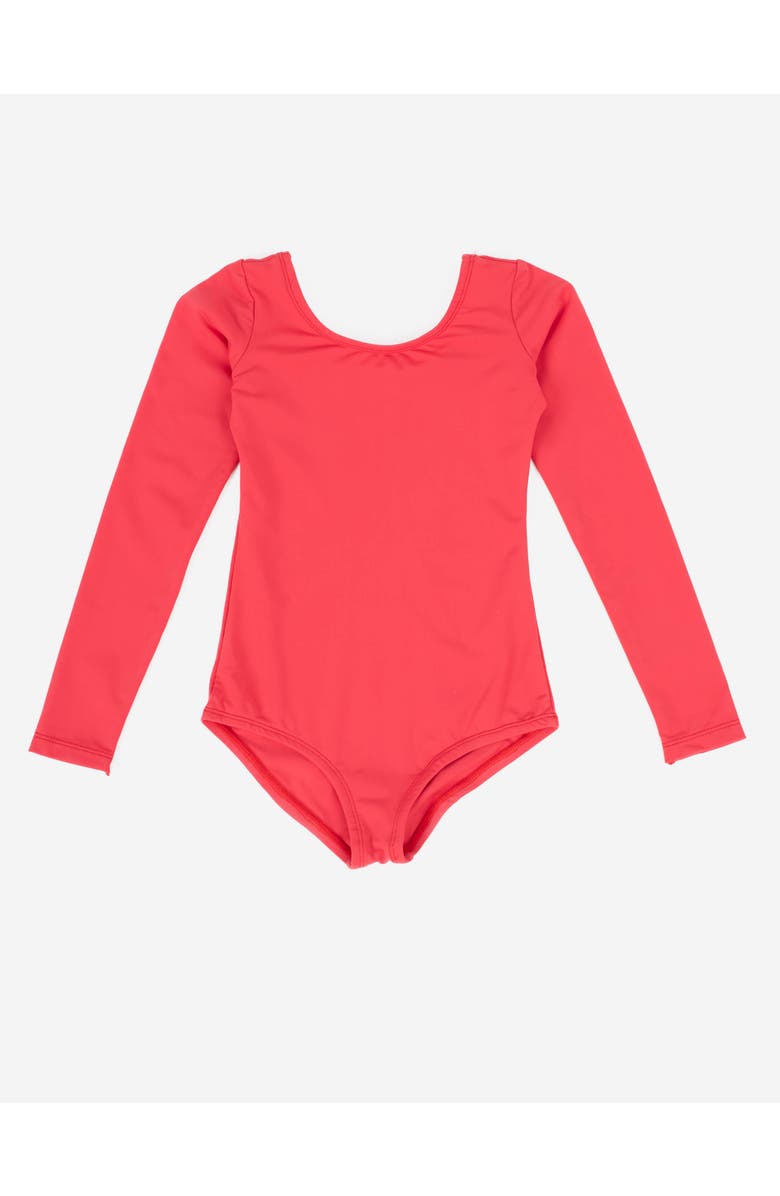 Leveret Girls Long Sleeve Leotard, Main, color, Red
