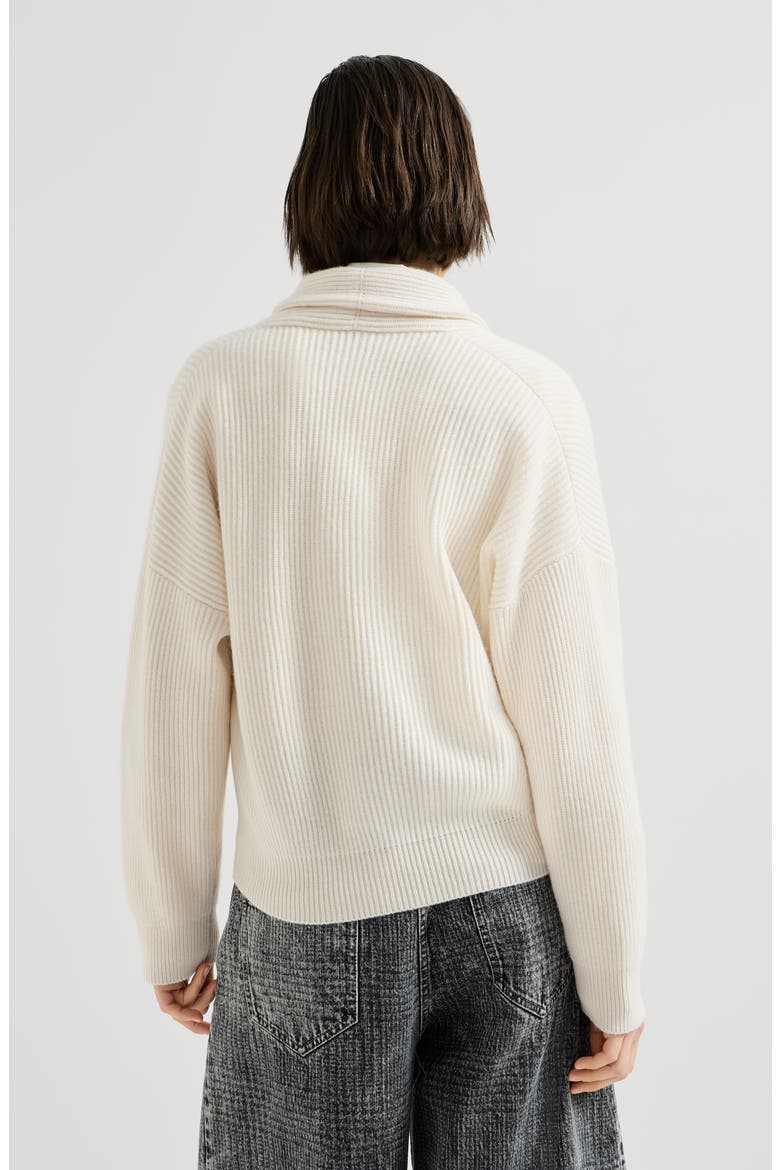 Cashmere English rib cardigan, Alternate, color, Butter