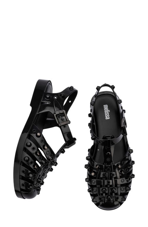 Melissa Possession Studs Sandal In Black/dark Grey, Women's At Urban Outfitters In Black/dark Grey