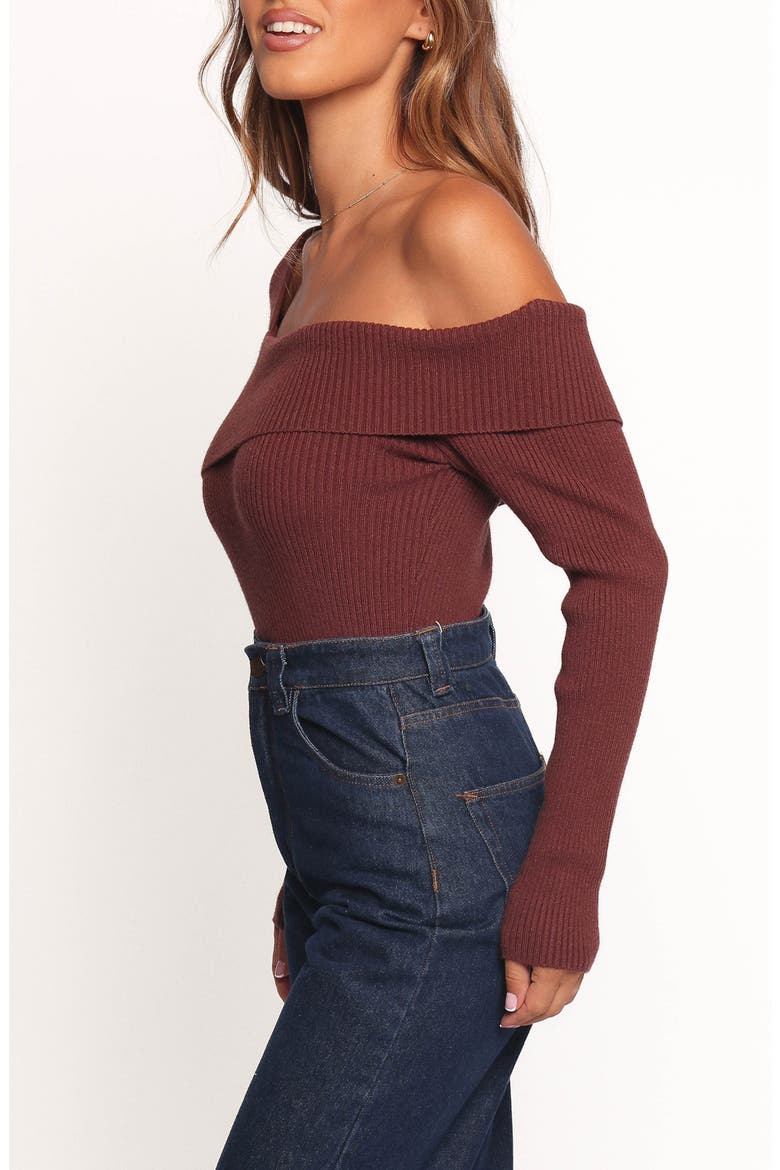 Aleena One-Shoulder Rib Sweater, Alternate, color, CHOCOLATE BROWN