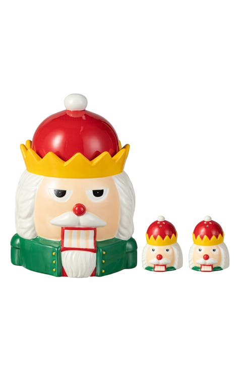 3-Piece Dolomite Christmas Nutcracker Cookie Jar Set