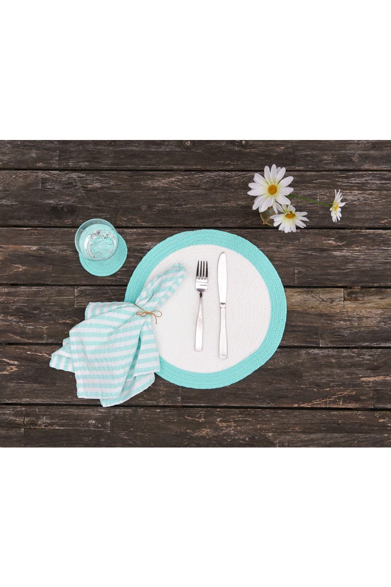 Rim Braided Round Placemat Set of 6 Collection, Alternate, color, Blue