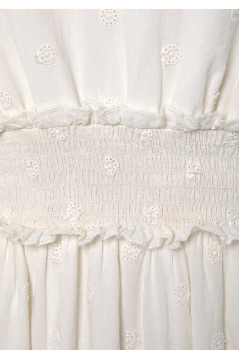 Eyelet Detail V-Neck Dress, Alternate, color, White