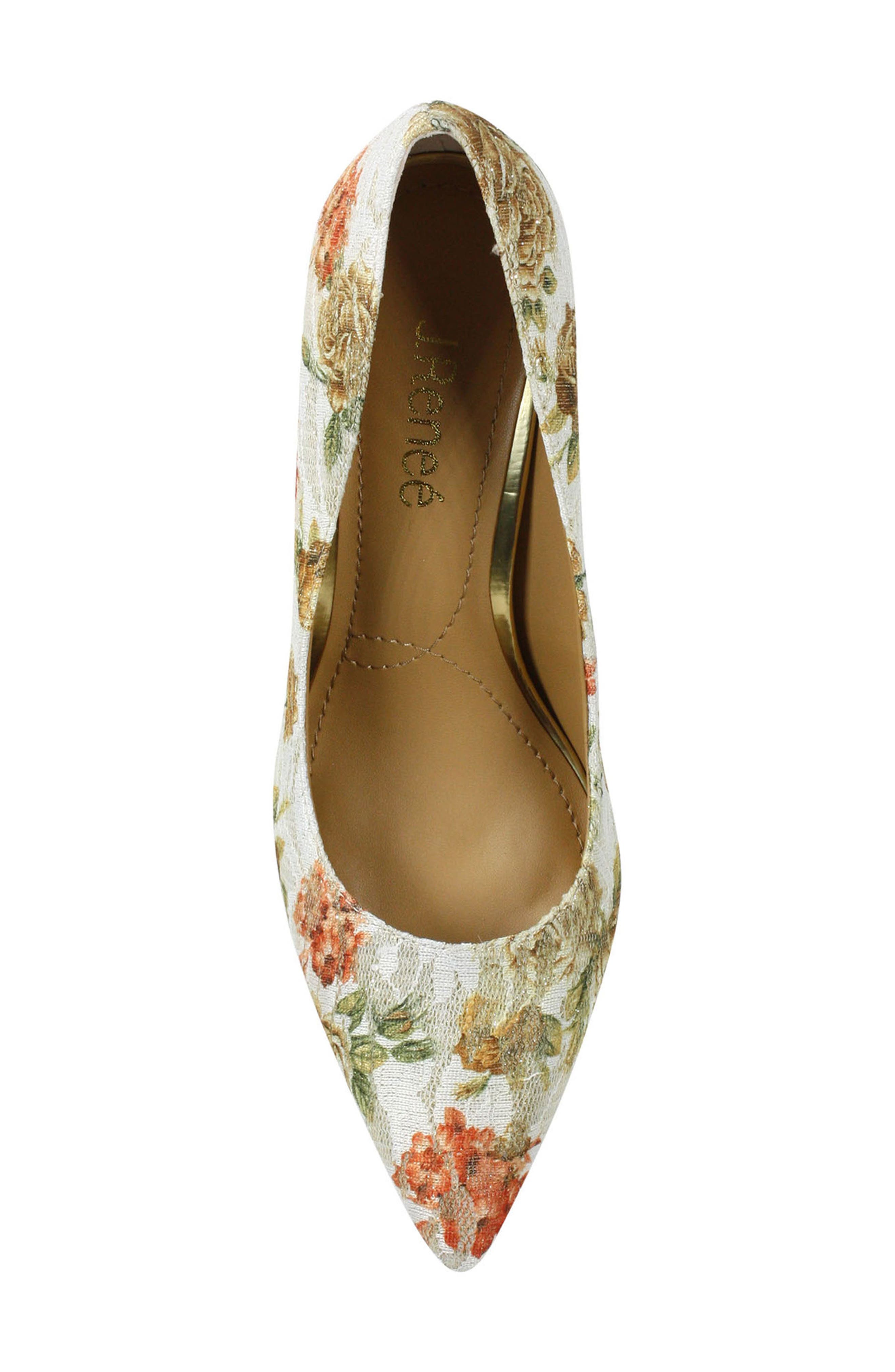 Maressa Pointed Toe Pump, Alternate, color, WHITE/ GOLD FABRIC