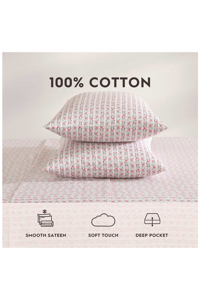 Marta Stripe King Cotton Sheet Set, Alternate, color, LT-PASTEL PINK