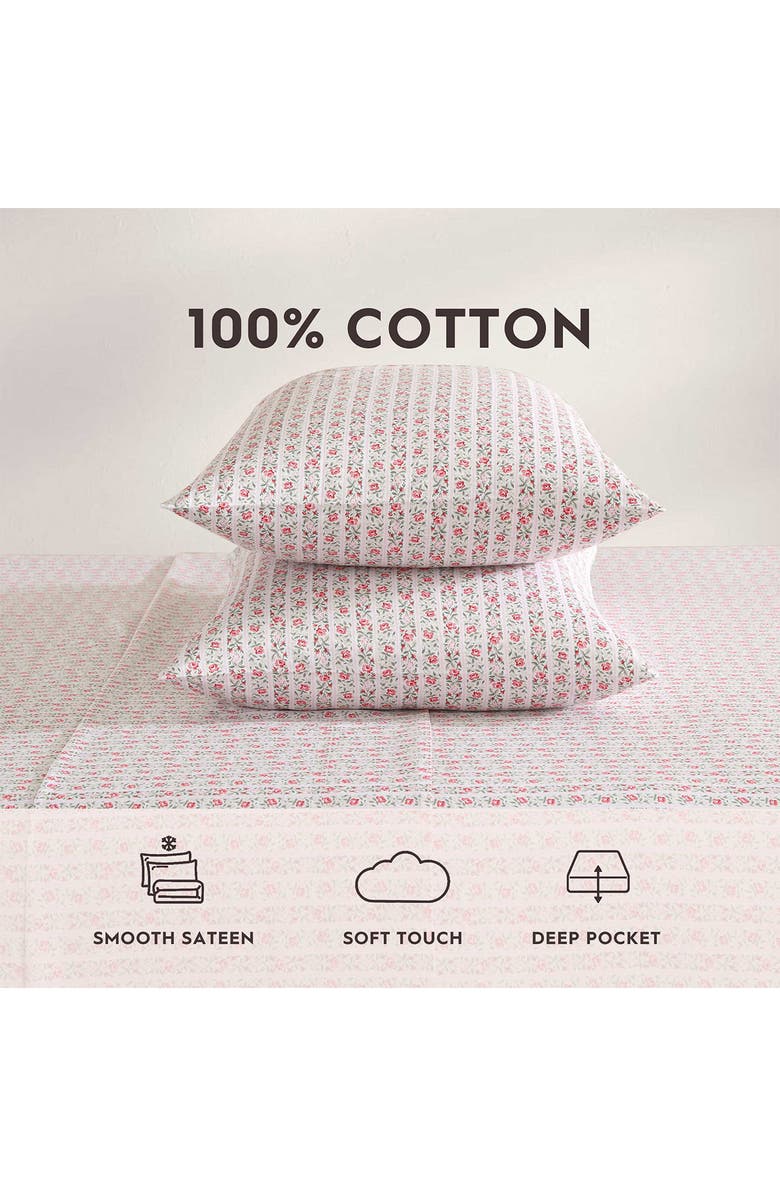 Laura Ashley Marta Stripe Queen Cotton Sheet Set, Alternate, color, Pastel Pink