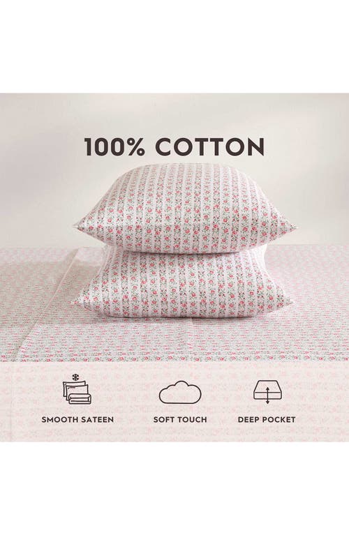 Laura Ashley Marta Stripe King Cotton Sheet Set In Lt-pastel Pink