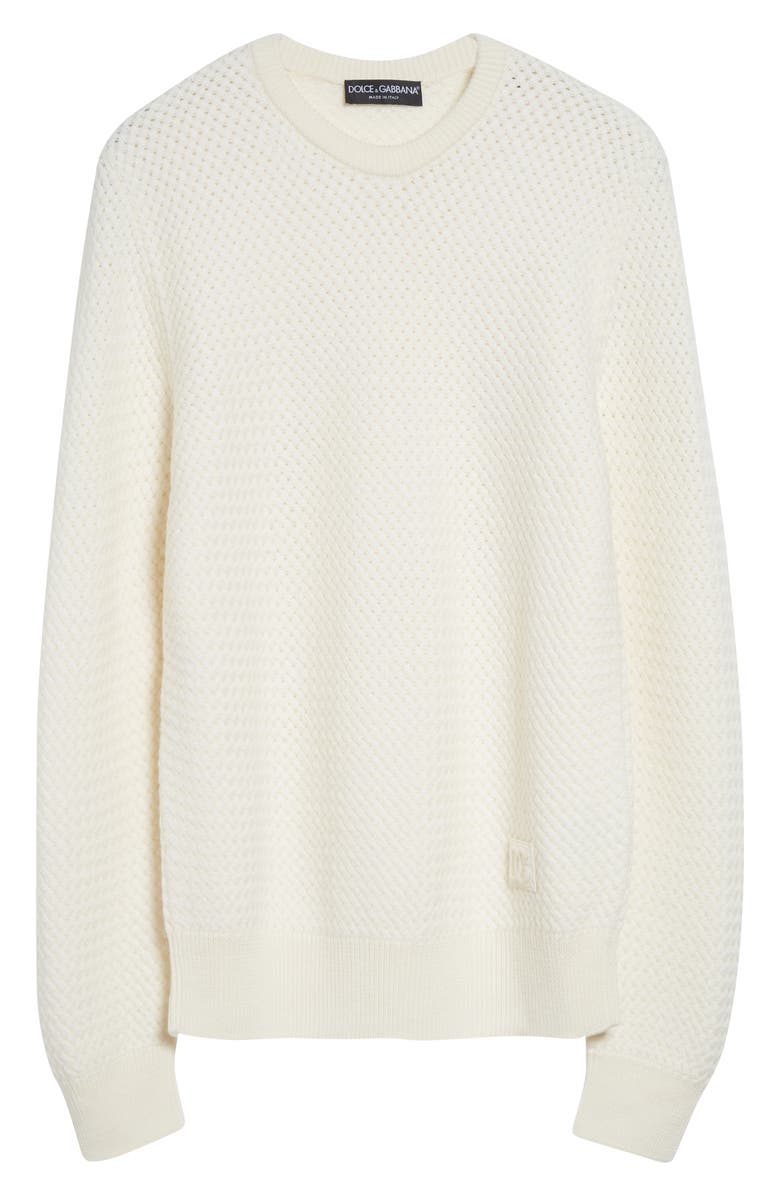 Dolce&Gabbana Virgin Wool Waffle Knit Sweater, Alternate, color, W4335 Bianco Brillante