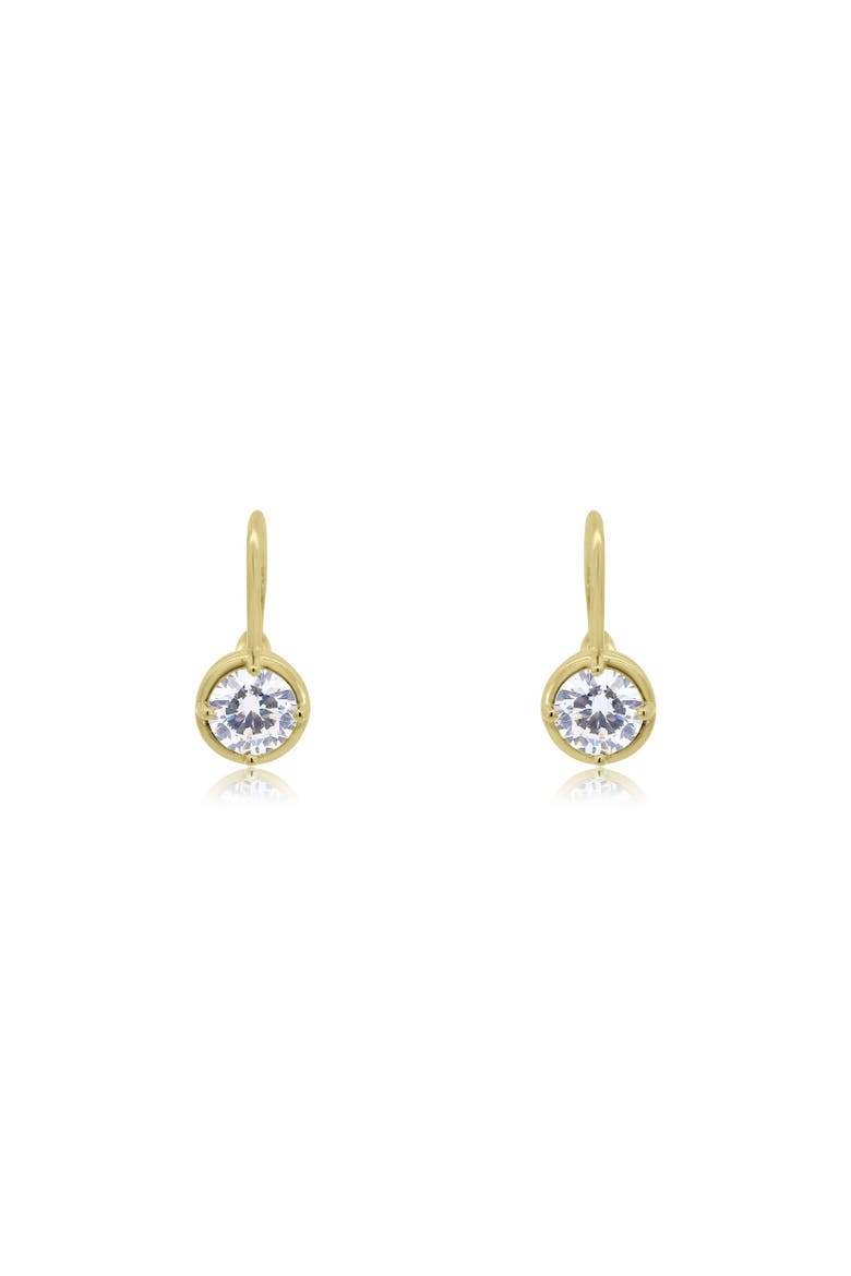 CZ Round Drop Hook Earrings, Alternate, color, Gold Plated Sterling Silver