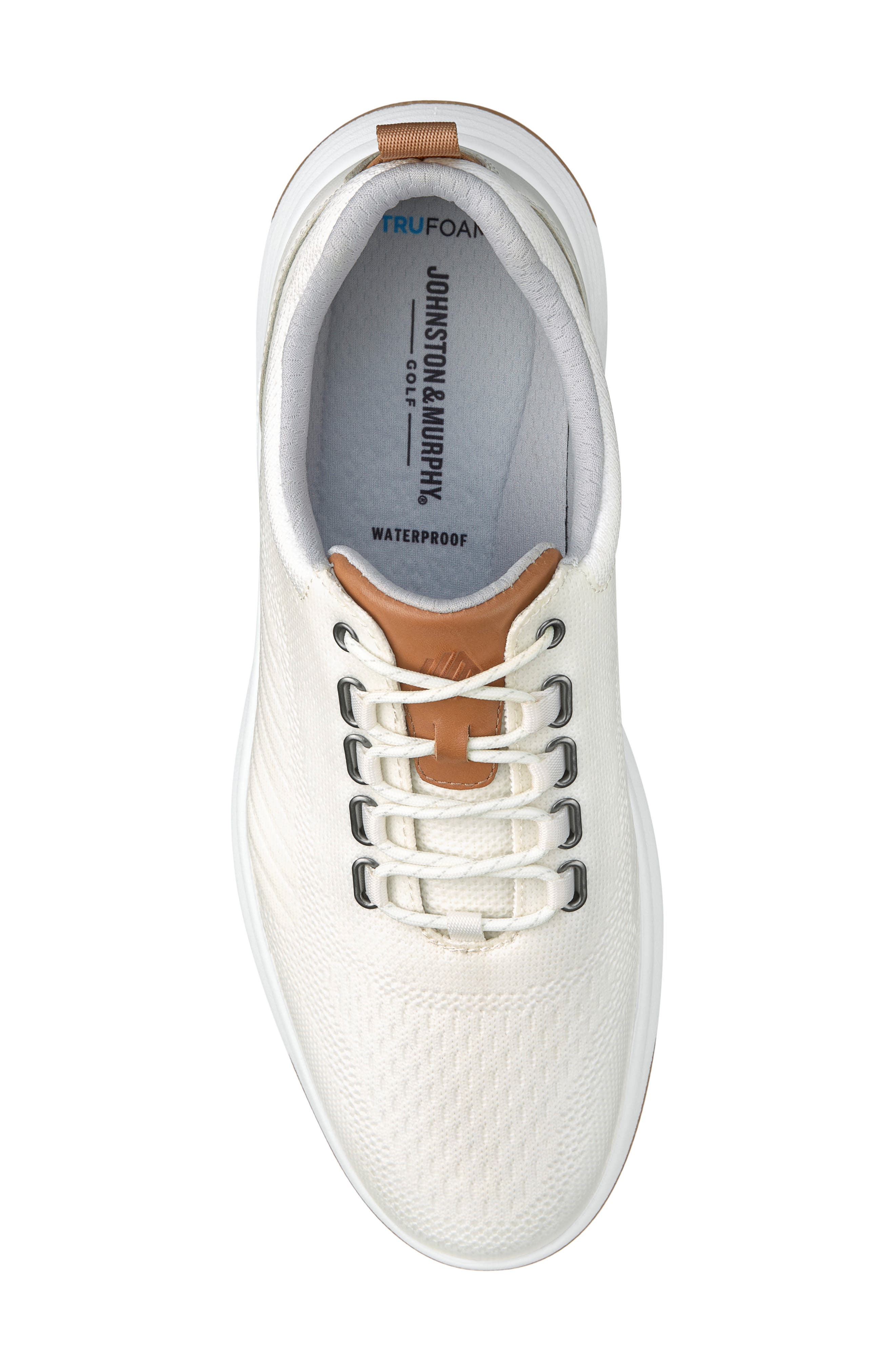 Johnston & Murphy Amherst GL1 Sport Hybrid Waterproof Golf Sneaker, Alternate, color, White Coated Knit
