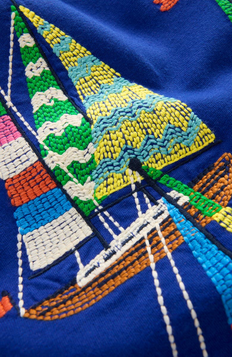 Mini Boden Kids' Sailboat Superstitch T-Shirt, Alternate, color, Mazarine Blue Boats