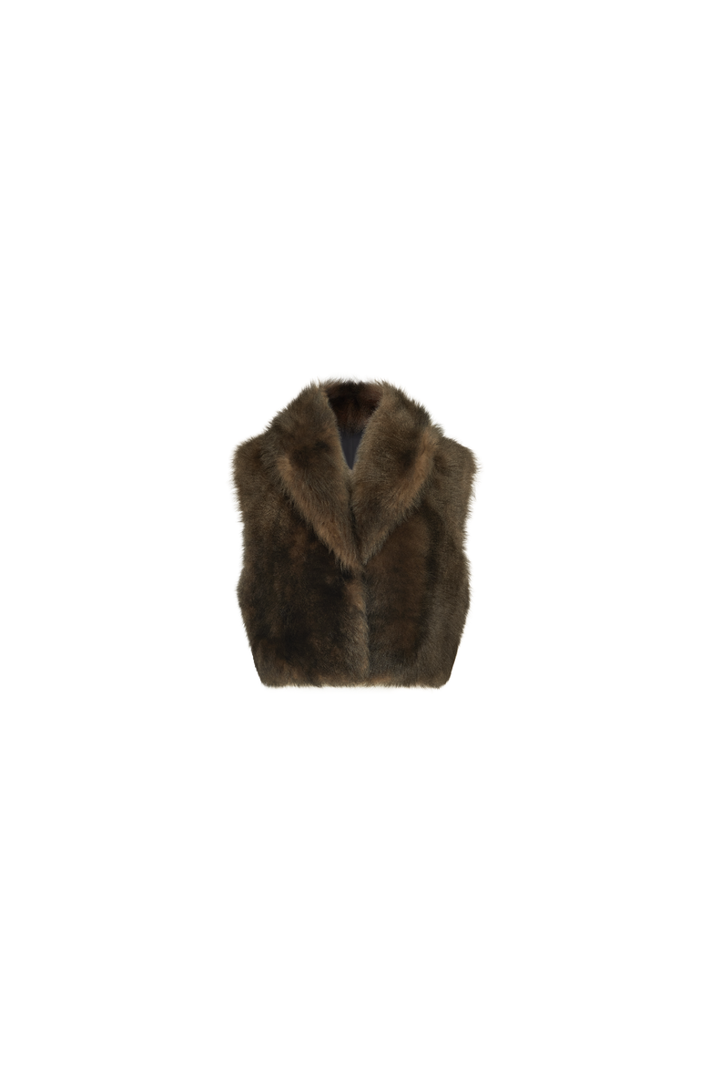 Soft shearling vest, Alternate, color, Pine Cone Brown