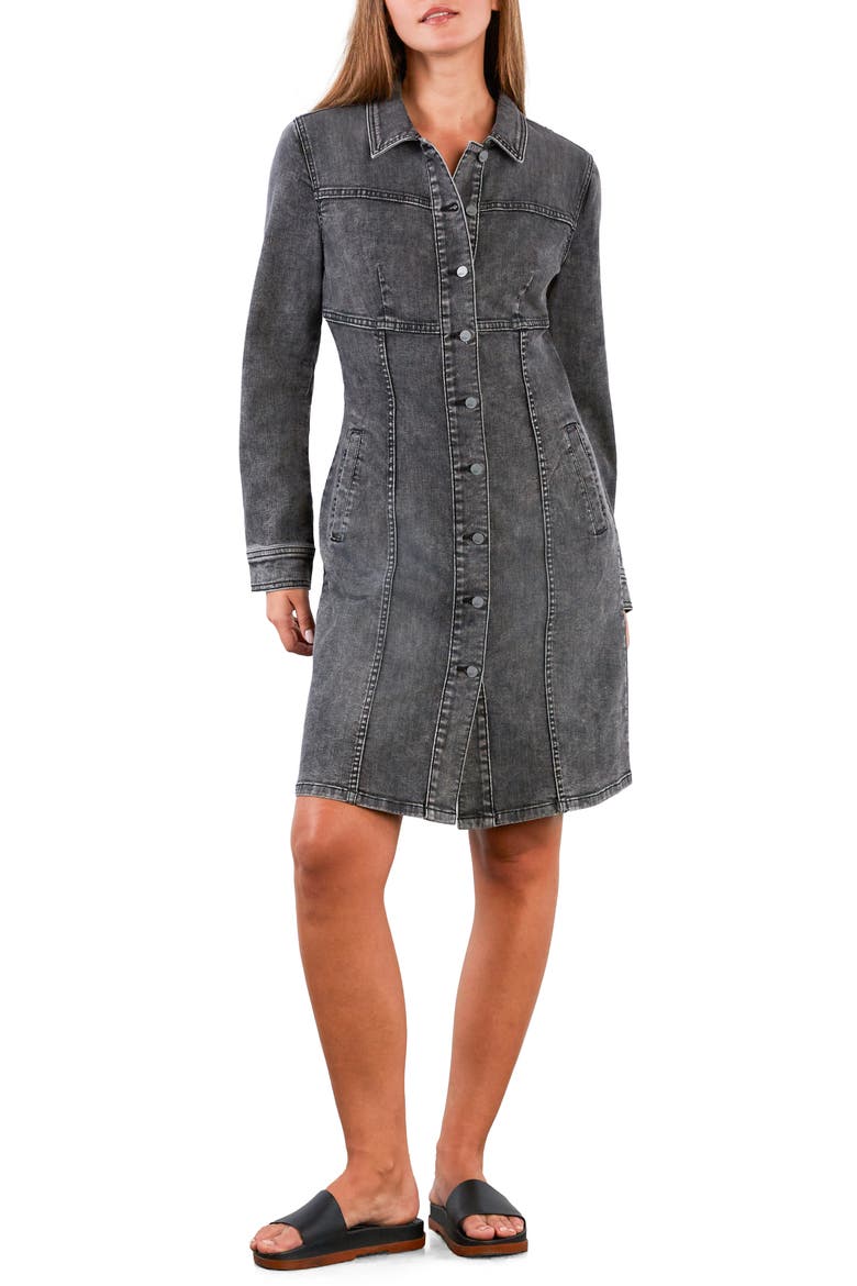 I Love Denim Long Sleeve Dress, Main, color, SOFT GREY