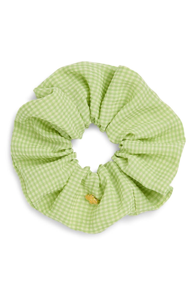 Sunstar Gingham Scrunchie, Main, color, GREEN
