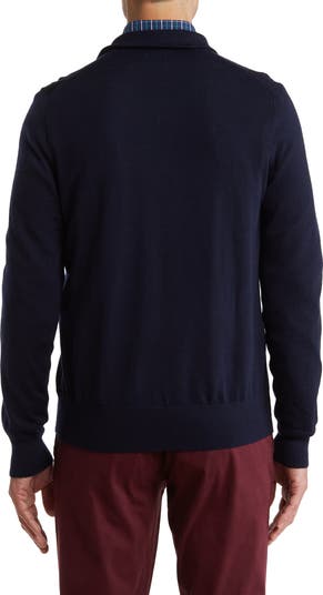 Brooks Brothers Men's 2024 Merino Wool Half-Zip Sweater [Large] (Burgundy)