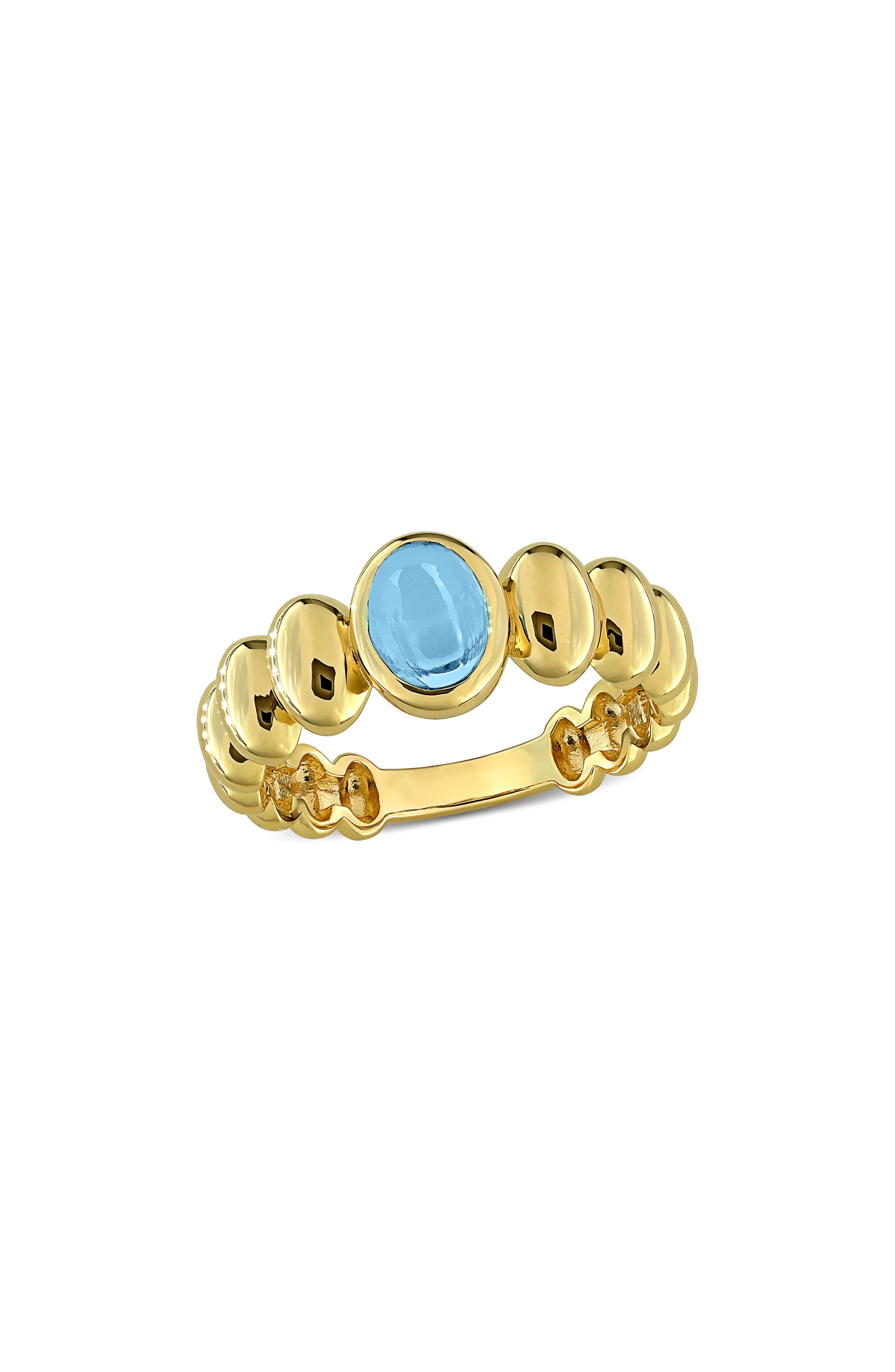 Oval Swiss Blue Topaz Cabochon Ring