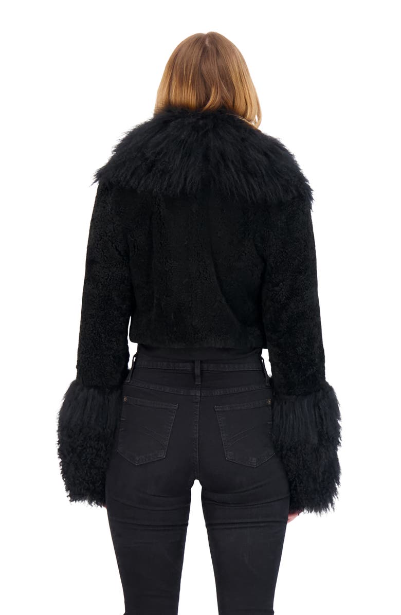 GORSKI Sheared Genuine Shearling Bolero With Genuine Shearling Collar & Cuffs, Alternate, color, Black