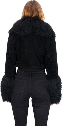 Sheared Cashmere Goat Bolero With Mongolian Goat Collar & Cuffs