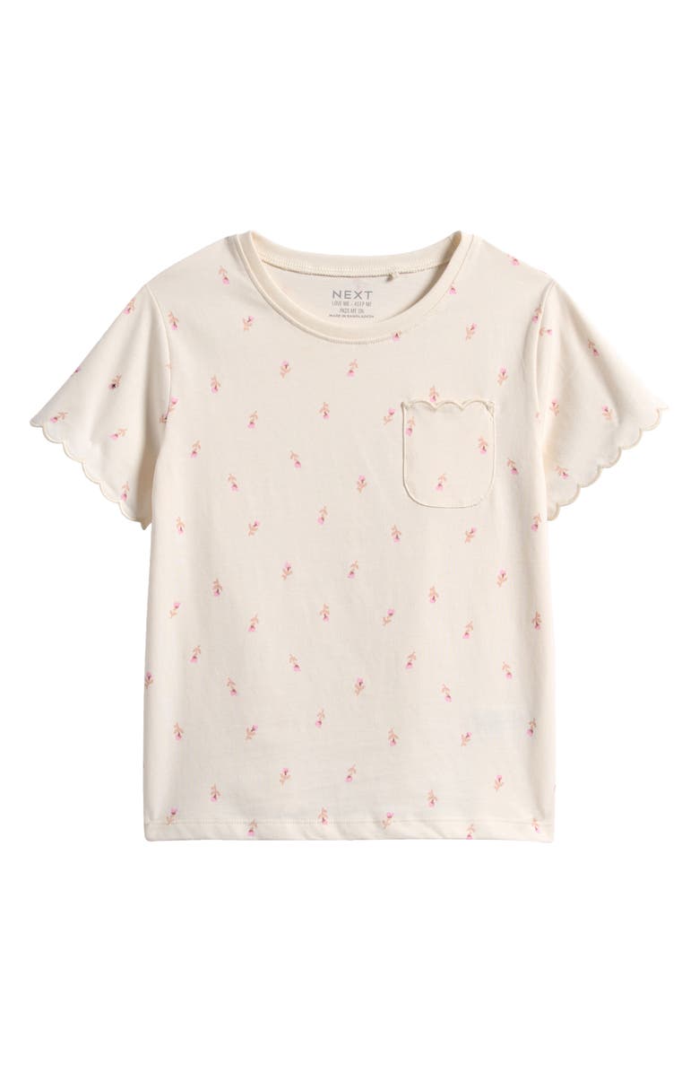 NEXT Kids' Scallop Cotton Pocket T-Shirt, Main, color, Pink
