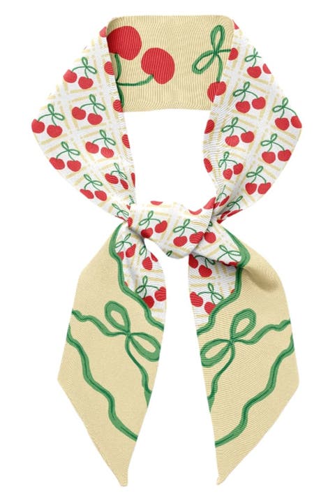 Cherry Twilly Ribbon Scarf