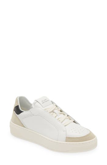 Stuart Weitzman Courtside Retro Sneaker In Light Beige/white/black