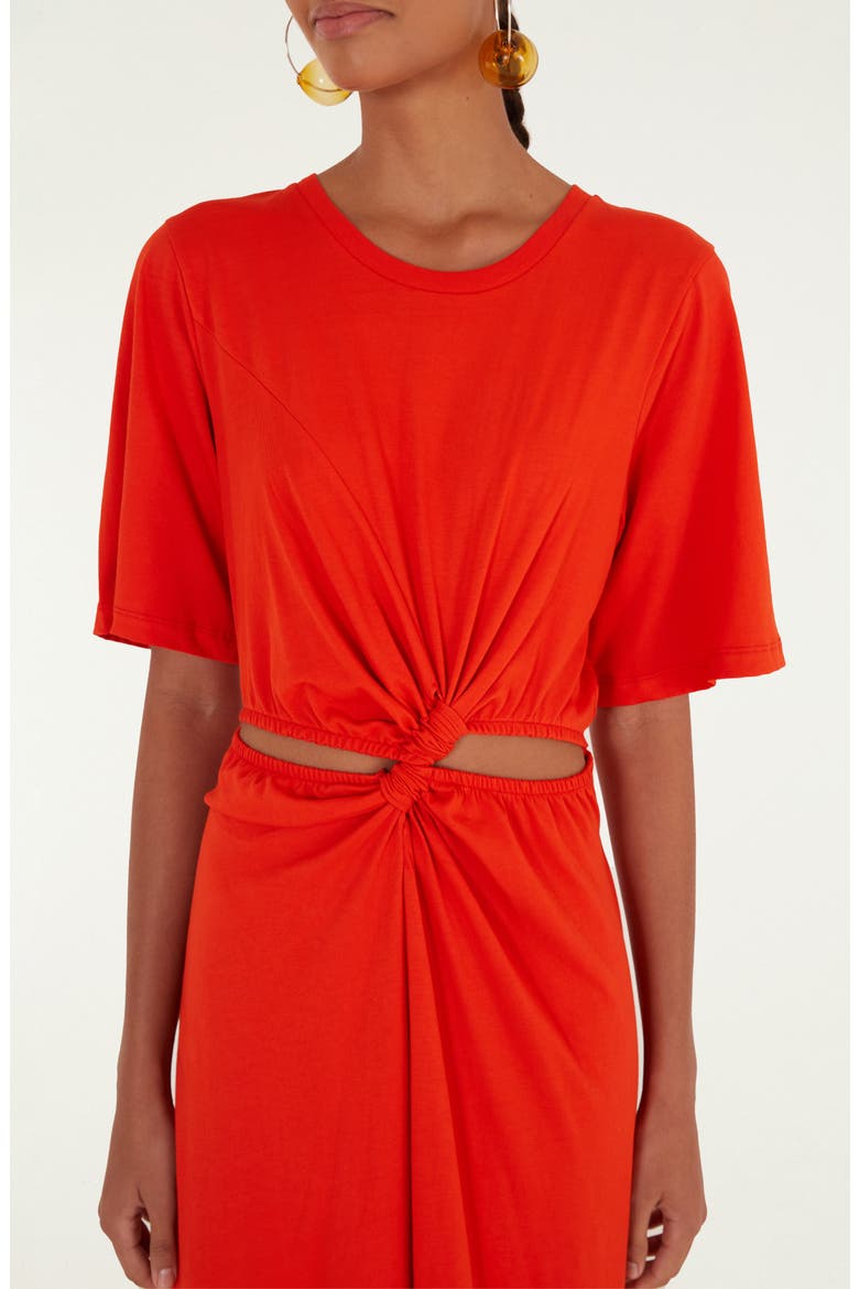 Artsy Cutout Detail Cotton Maxi Dress, Alternate, color, RED