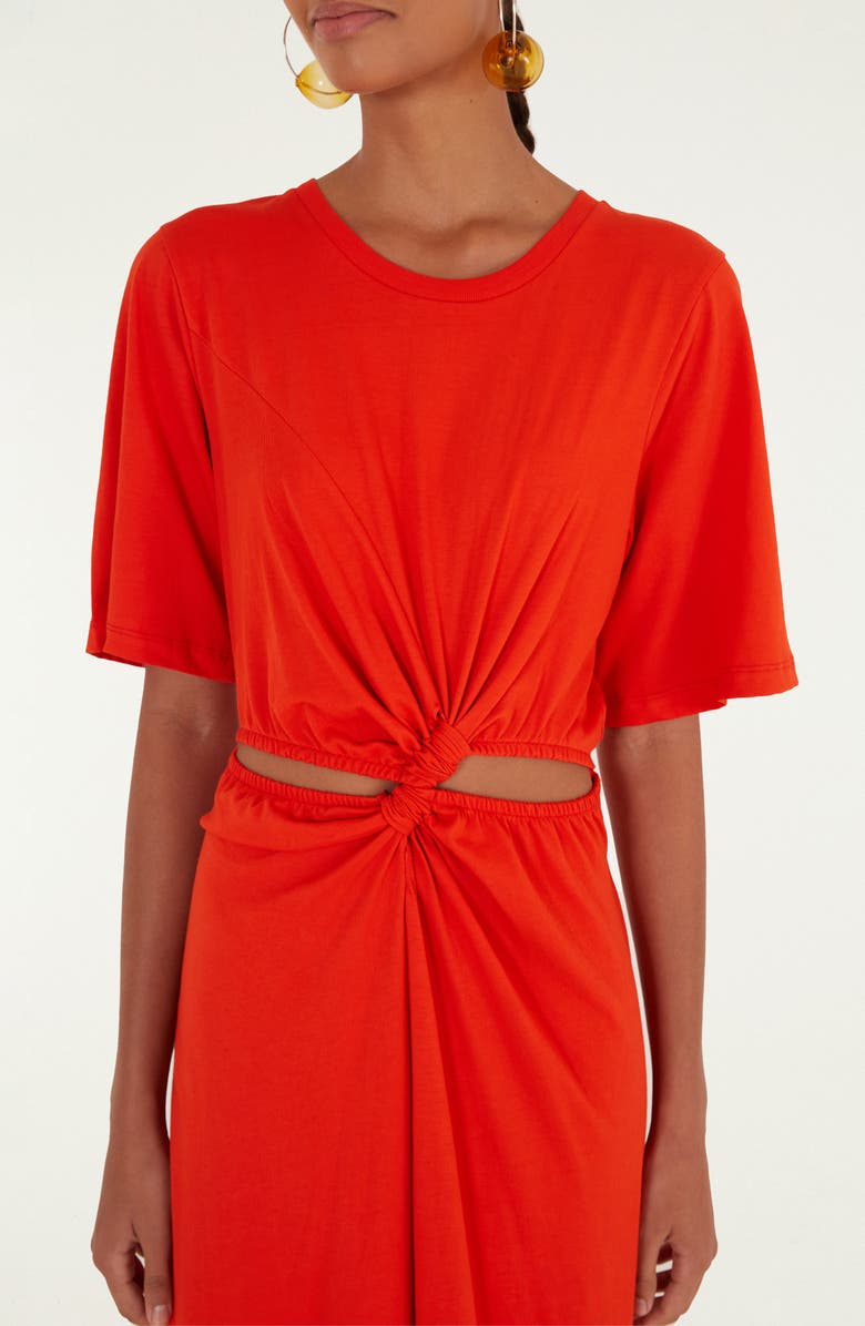 FARM Rio Artsy Cutout Detail Cotton Maxi Dress, Alternate, color, Red