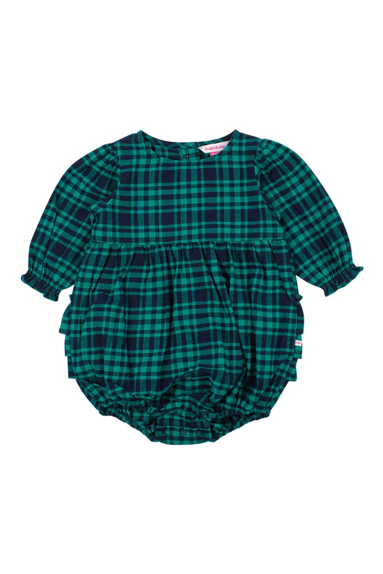 Baby Girls Woven Long Sleeve Bubble Romper, Main, color, Hayden Plaid