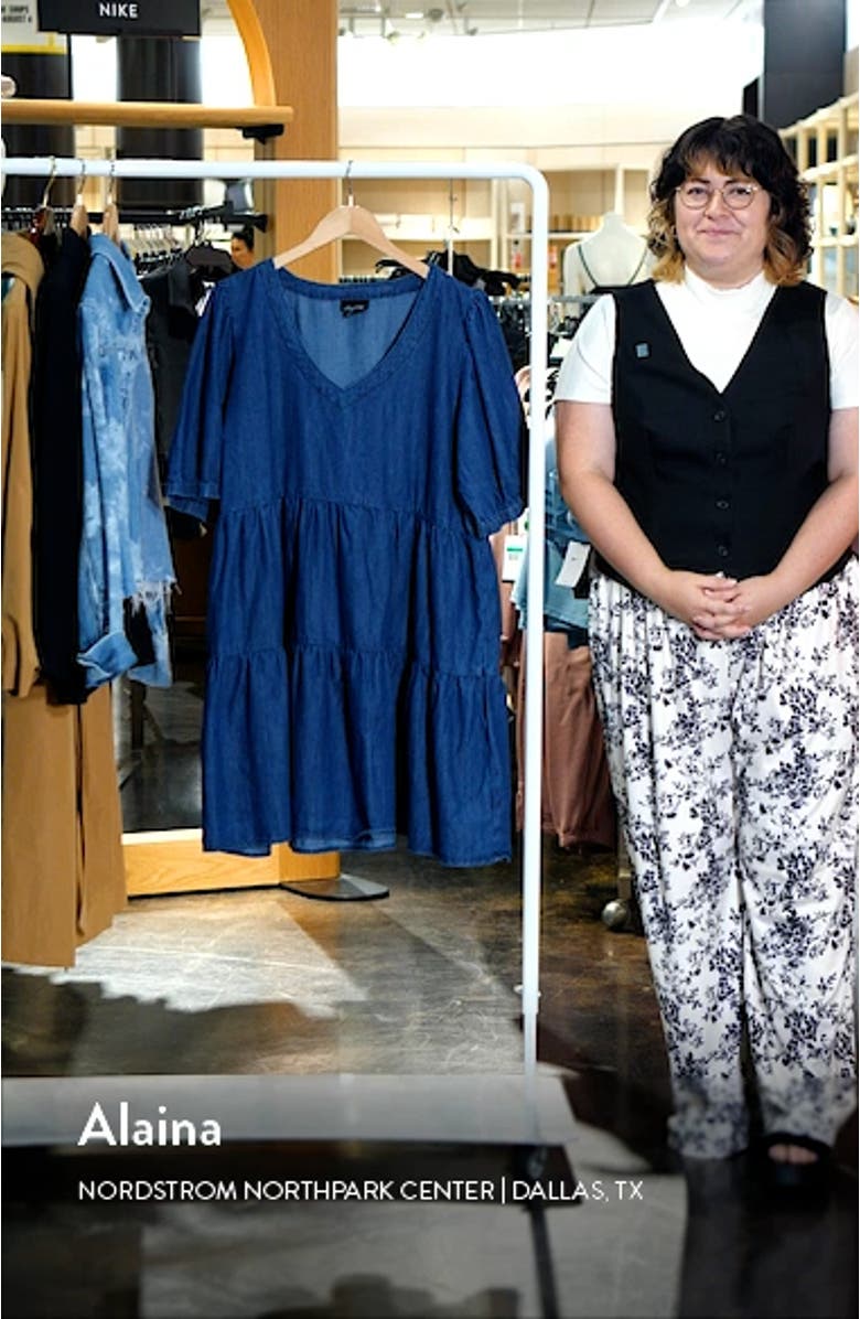 Coastal Tiered Nonstretch Denim Dress, sales video thumbnail