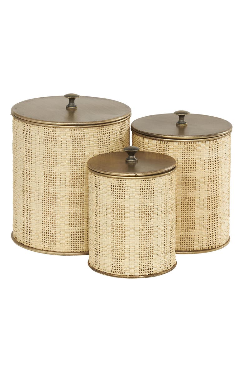WILLOW ROW Boho Set of 3 Decorative Containers, Alternate, color,