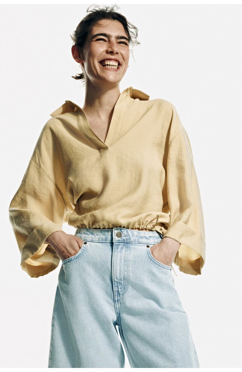 H&M Super Wide High Waist Jeans, Alternate, color, Light Denim Blue