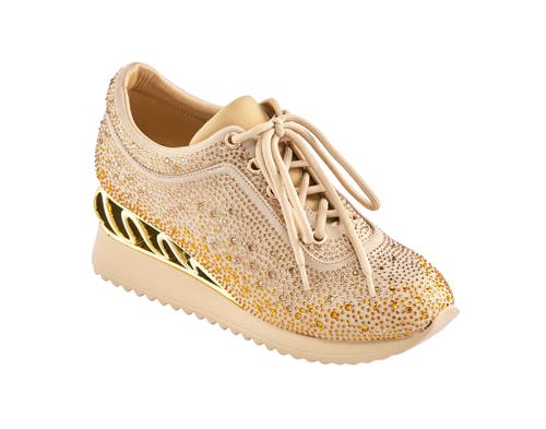 Lady Couture Glitz Fashion Athletic Sneaker On A Spring Look Wedge In Multi