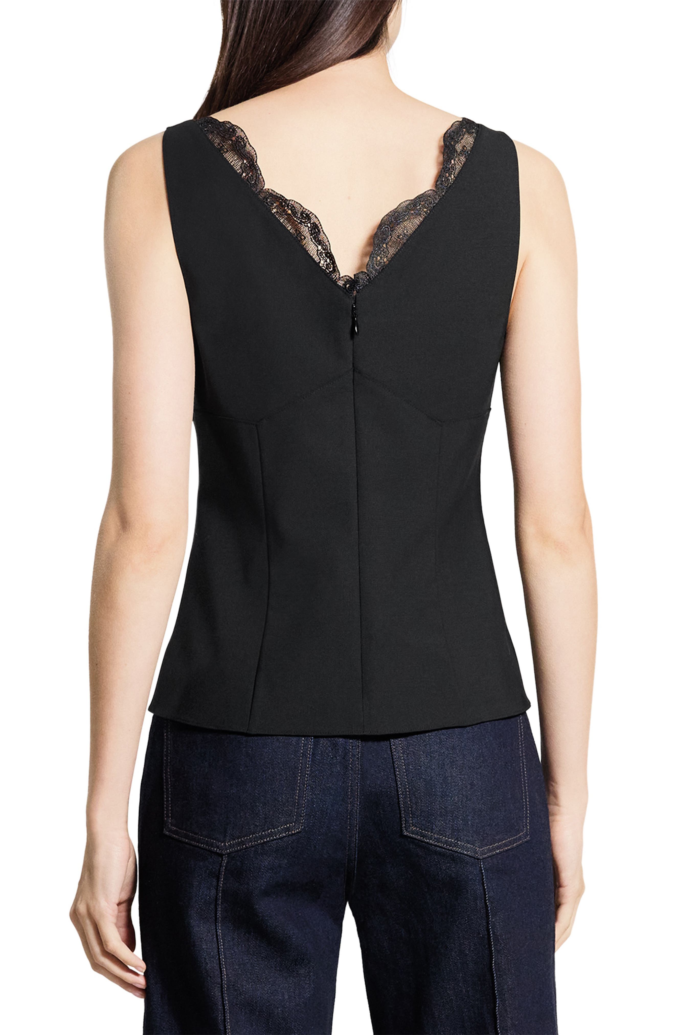 Lace Trim Tailored Virgin Wool Blend Top - image 2