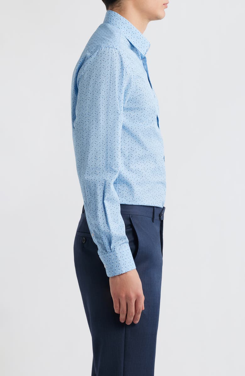 DANIEL HECHTER Paris Modern Fit Blue Geometric Print Cotton Dress Shirt, Alternate, color,