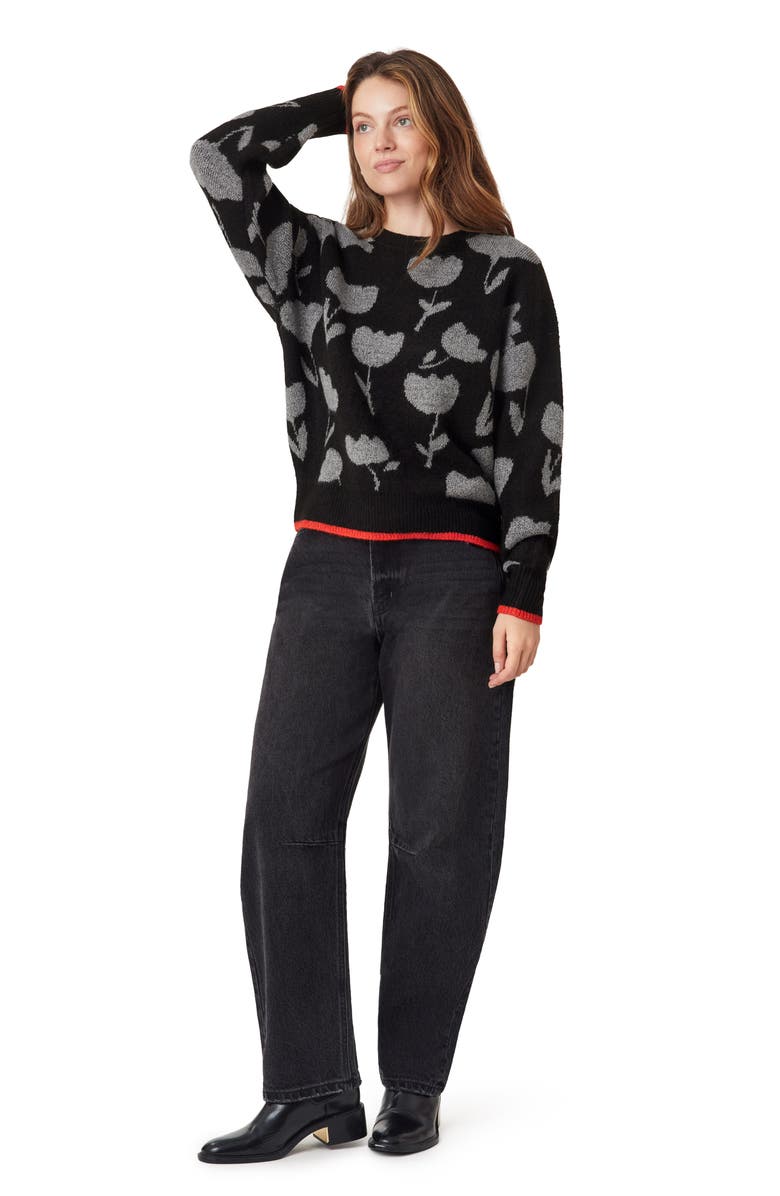 Scotch & Soda Crewneck Pullover Sweater, Alternate, color, Black/ Grey Heather/ Orange