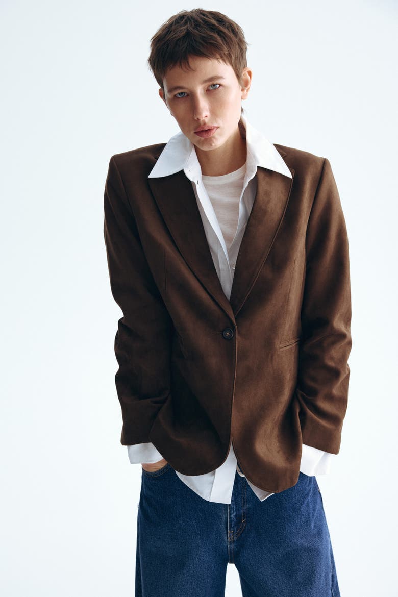 Single-breasted Blazer, Alternate, color, Dark brown