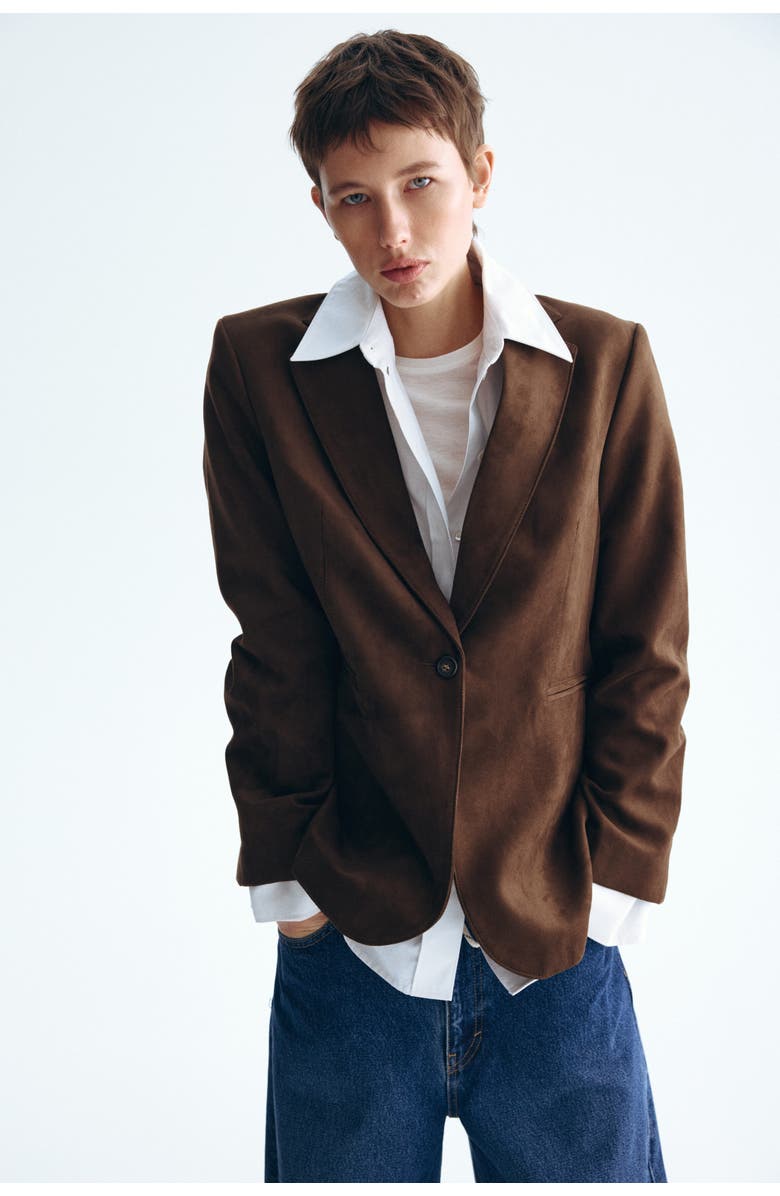 H&M Single-breasted Blazer, Alternate, color, Dark Brown