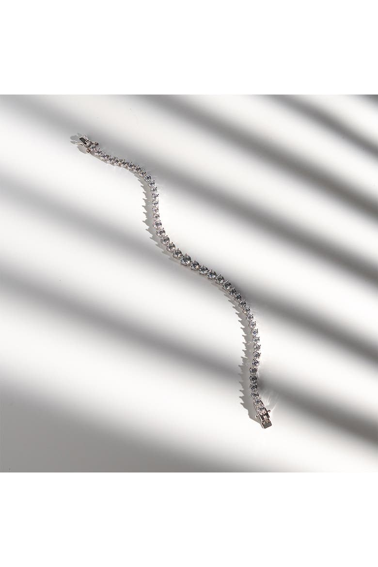 Gradual Size Gemstone Sterling Silver Tennis Bracelet, Alternate, color, Silver