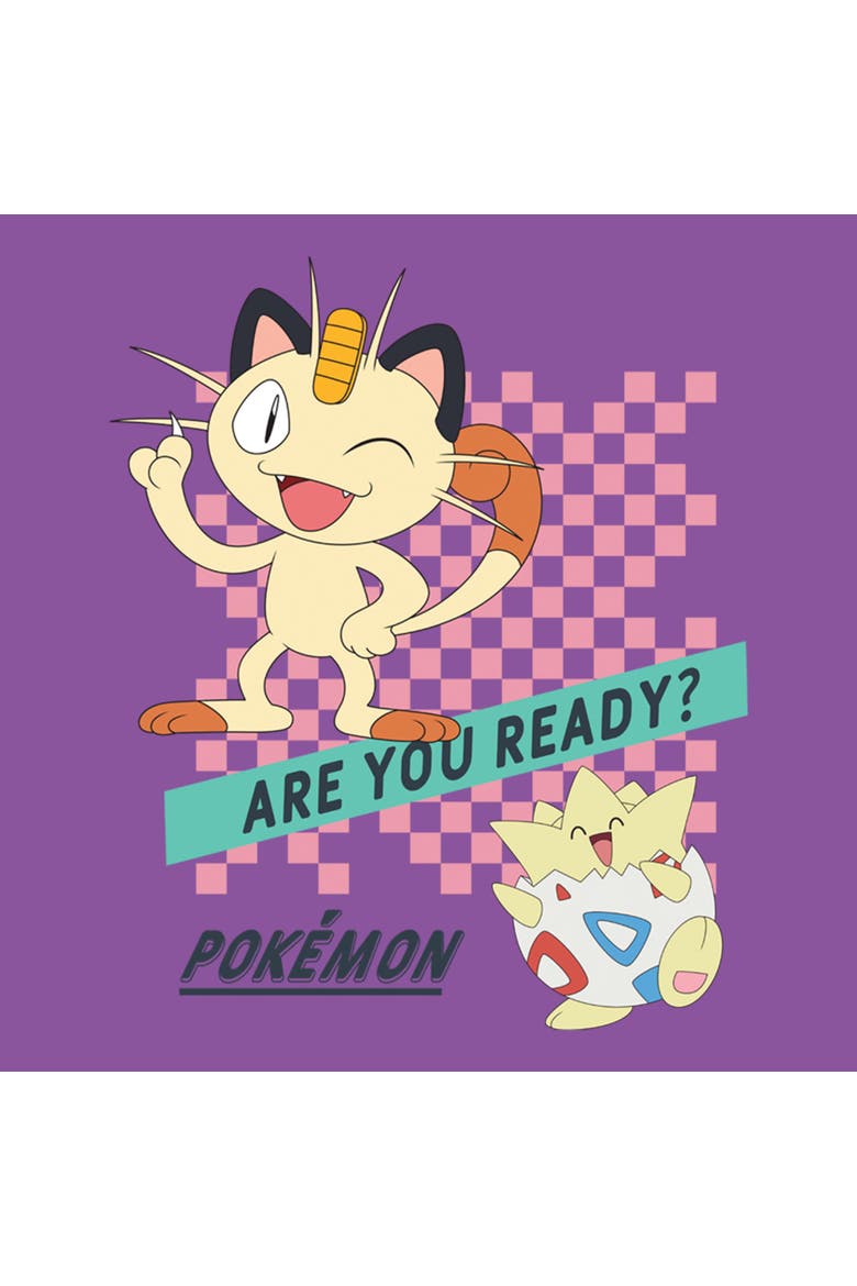 Girl's Pokemon Meowth and Togepi Are You Ready  Graphic T-Shirt, Alternate, color, Purple Berry