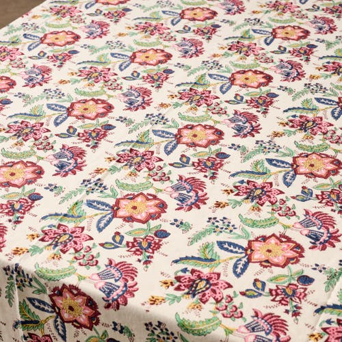 Ten Thousand Villages Zaina Floral Blockprint Tablecloth In Multi