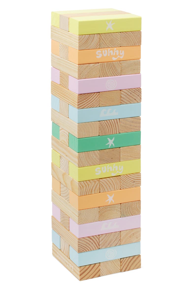 Poolside Giant Wood Jumbling Tower, Alternate, color, PASTEL GELATO